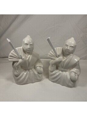 Pair of Ichiban Samurai w/ Fan Mug Cocktail Cup Tiki Glass - Japanese decor